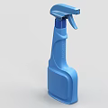 Set of Bathroom Accessories Featuring Cleaning Bottles Wireframe Design and Blue Spray Bottle