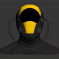 Futuristic Black And Yellow Mechanical Head Model With Sci Fi Design Details