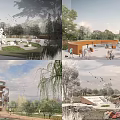 Waterfront Landscape Design With Natural Greenery Scenic Paths Pavilions And Lake Views