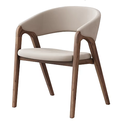 Modern Wooden Chair With Beige Cushion Comfortable Frame And Curved Armrest Design 3d model
