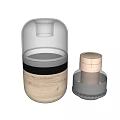 Modern Headphone Speaker With Transparent Glass And Wooden Base Design