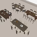 Minimalist Dining Table Combinations With Wooden Tables And Multiple Chairs 3d model