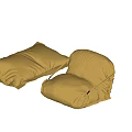 Yellow Comfortable Bean Bag Chair With Soft Fabric And Tie Straps For Living Room