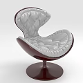 Modern Curved Lounge Chair With Soft Padded Seat And Round Dark Wood Base