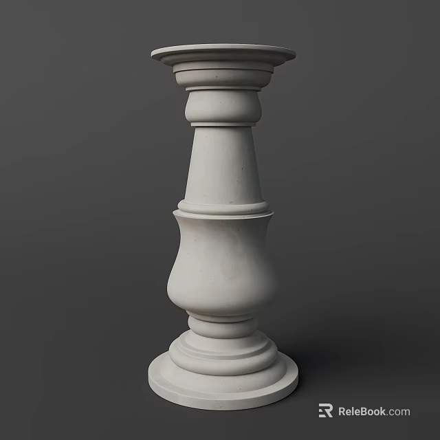 Classical White Column With Ornate Layered Design And Decorative Base Top 3d model