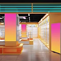 Shopping Mall Toy Story Counter With Colorful Design Neon Lights And Display Shelves