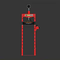 Red Hydraulic Press Equipment With Vertical Frame And Pressure Gauge