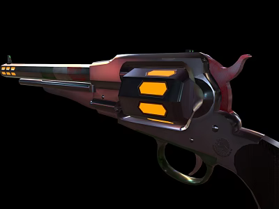 Modern Camouflage Revolver With Yellow Square Cylinder And Classic Grip Design 3d model