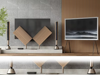 Modern Living Room With Two TVs And Stylish Decor 3d model