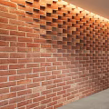 Red Brick Background Wall With 3D Geometric Pattern And Warm Lighting 3d model