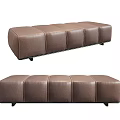 Brown Leather Sofa Bench With Square Tufted Design And Black Support Legs 3d model