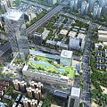Birds Eye View Urban Planning Featuring Modern High Rise Buildings Central Green Park And Riverfront