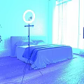 Furniture Showroom Bedroom Furniture With Gray Headboard White Pillows And Wooden Floor