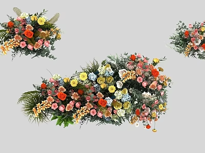 Vibrant Floral Arrangement With Colorful Blooms And Fresh Green Foliage 3d model