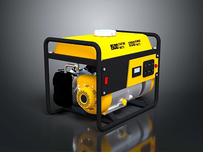 ESKO 1200W Portable Yellow and Black Generator With Control Panel And Metal Frame 3d model