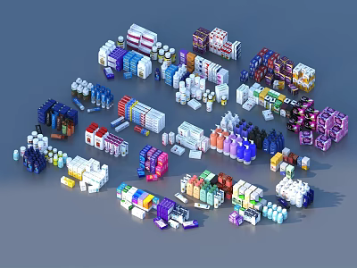 Colorful Various Shapes Household Items Building Blocks For Storage And Decorative Use 3d model