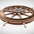 Vintage Wooden Ship Wheel Decorative Ornament Set With Metal Accents For Home Decor