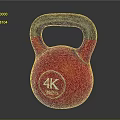 Red Kettlebell With Gray Handle And 4K Fitness Logo For Fitness Training