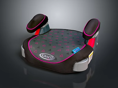 Graco Child Safety Seat Black And Pink Diamond Pattern With Harness Straps 3d model