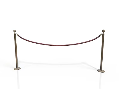Stanchion Barrier With Metal Posts And Red Rope For Crowd Control And Queue Management 3d model