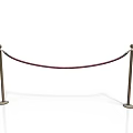 Stanchion Barrier With Metal Posts And Red Rope For Crowd Control And Queue Management