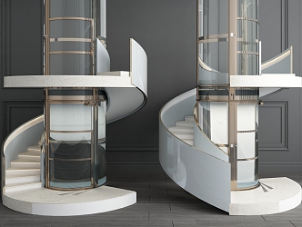 Modern revolving staircase revolving staircase sightseeing elevator 3d model