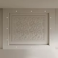 Ornate Ceiling Design With Carved Square Frame And Recessed Lights 3d model