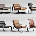Modern Leather Accent Chairs With Metal Frames In Multiple Colors Design 3d model