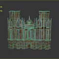 Ancient Gothic Castle Architecture With Towers Spires And Arched Windows 3d model