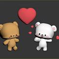 Adorable Plush Bear Toys With Big Red Heart And Small Floating Hearts