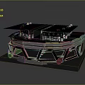 Modern Architectural Model With Geometric Design Glass Windows Black Roof And Layered Exterior Structure