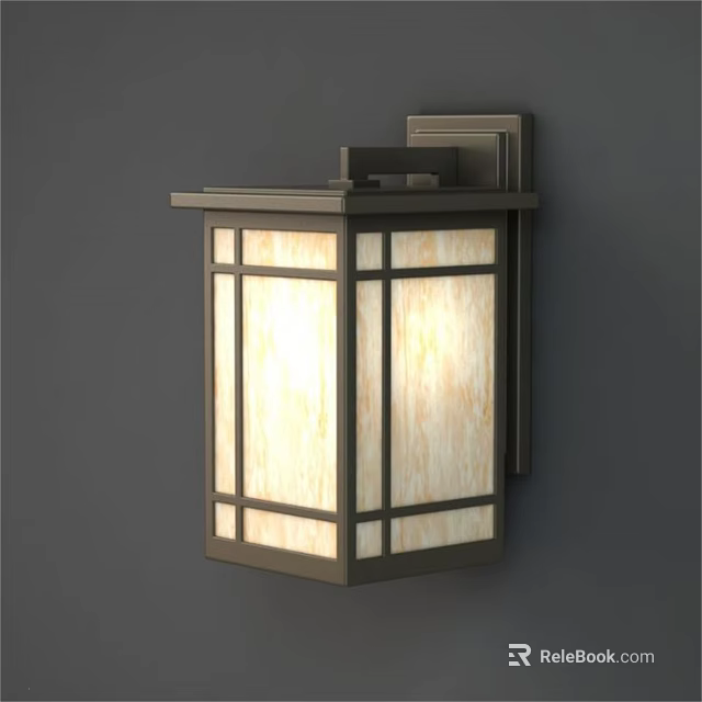 Modern Wall Sconce with Geometric Frame Frosted Glass Shade and Warm Illumination 3d model 