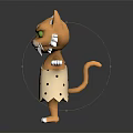 Cartoon Cat Character With Orange White Fur Green Eyes And Polka Dot Dress Arms Outstretched