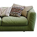 Cozy Green Two Seater Sofa With Decorative Pillows In Various Patterns 3d model