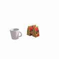 Simple White Cup With Red Tea Bags Placed On Clean Background 3d model