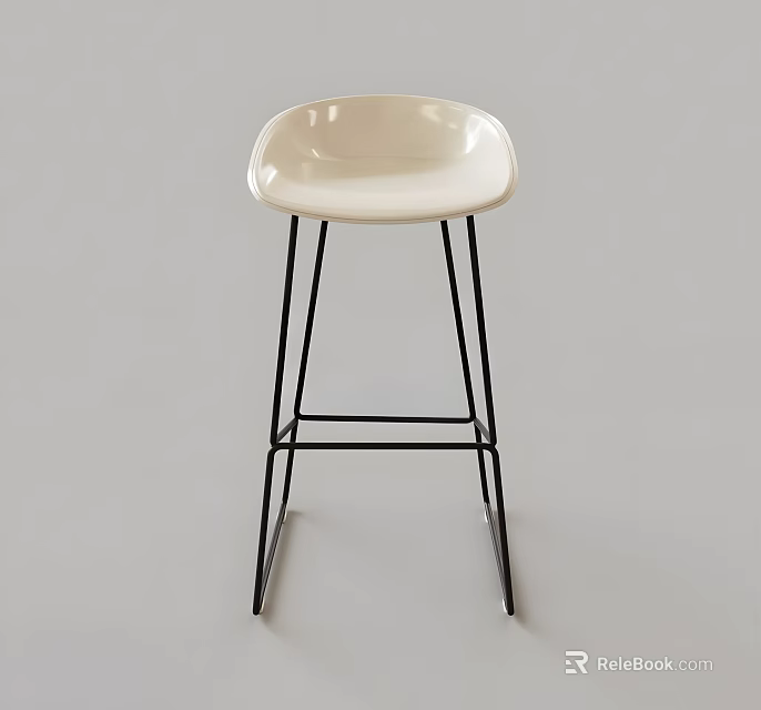Modern White Leisure Chair With Black Metal Frame And Minimalist Design 3d model 