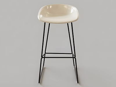 Modern White Leisure Chair With Black Metal Frame And Minimalist Design 3d model