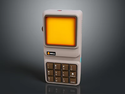 Vintage Bell Mobile Phone With Yellow Screen Gray Body And Brown Keypad 3d model
