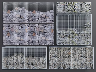 Various Decorative Gabion Wall Designs With Metal Mesh And Natural Stone 3d model