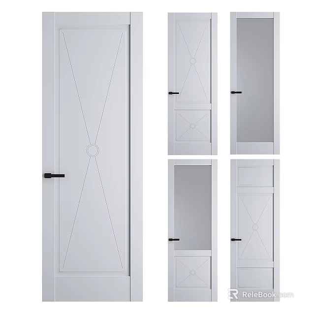 Modern Hinged Door Designs With Geometric Patterns And Glass Panels For Interior 3d model 
