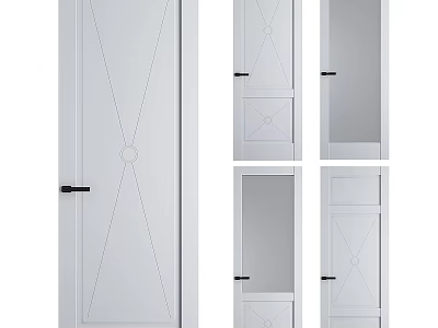 Modern Hinged Door Designs With Geometric Patterns And Glass Panels For Interior 3d model