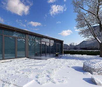 modern snow landscape snow architecture 3d model