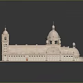 Detailed Classical Architectural Model Featuring Dome And Towers On White Base With Intricate Decorations