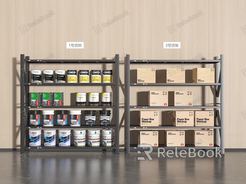 Shelf display rack carton paint bucket oil bucket container display cabinet cardboard box model