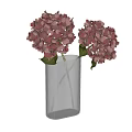 Beautiful Purple Hydrangeas Arranged in Transparent Striped Vase on White Background