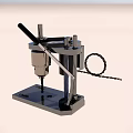 Manual Bench Mounted Drill Press With Metal Base And Operating Handle 3d model