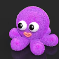 Cute Purple Fluffy Octopus Toy With Big Eyes And Heart Shaped Mouth