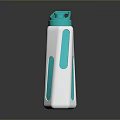 White And Teal Water Bottle With Grip Design Textured Surface And Carry Handle