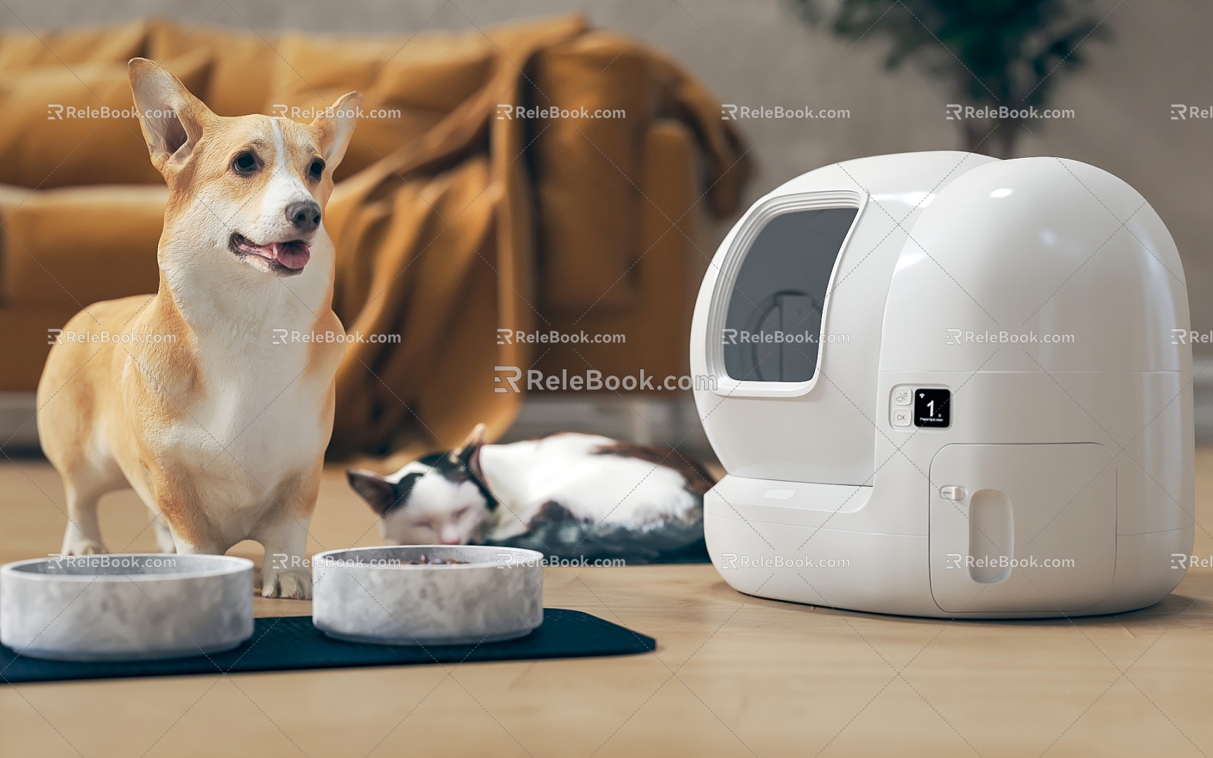 Corgi Dog Food Dog Food Pet Cat Sofa Living Room Combination Cat Kennel Kennel Sofa Combination 3d model