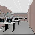Modern Internet Cafe Interior With Row of Gaming Computers Comfortable Chairs and Bright Lighting